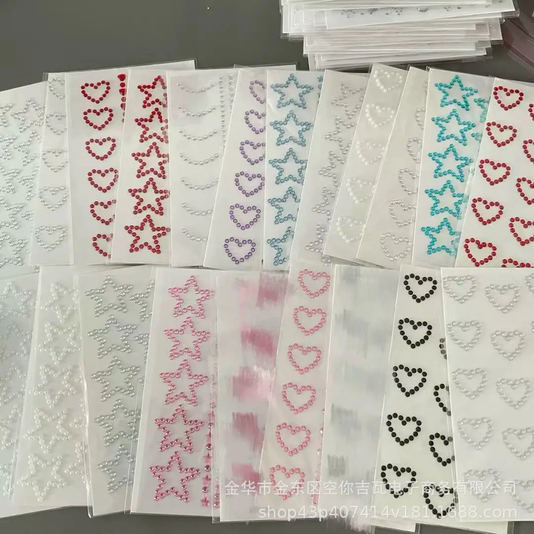 

Waterproof Continuous Rhinestone Stickers Diamond Star Heart Sparkle Gems for Stage Makeup Nose Bridge Scrapbook DIY