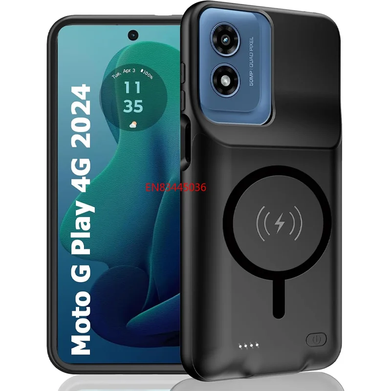 

10000mAh External Battery Case for Moto G Play 2024 (6.5 inches) Portable Protective Wireless Charging Case Support Carplay