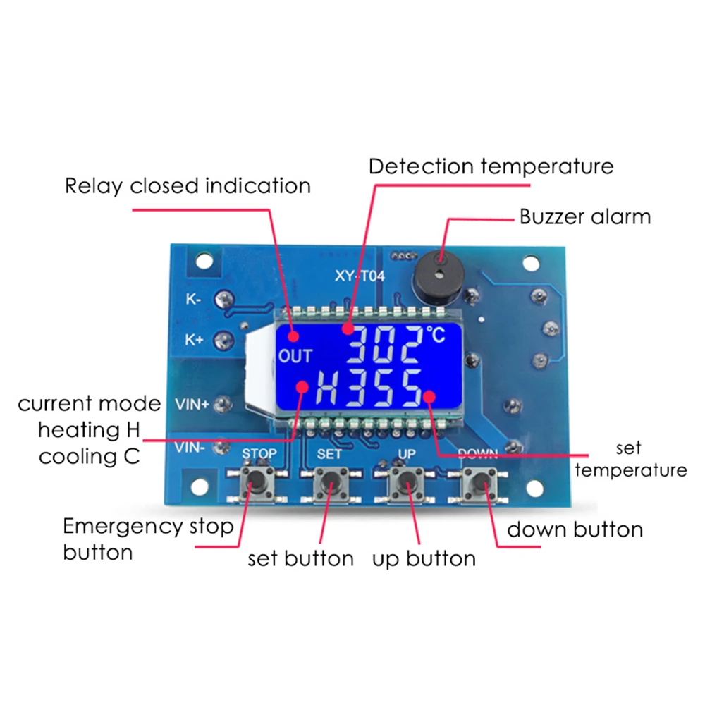 T04-W 디지털 온도조절기 와이파이 원격 고온 XY-T04, K형 열전대 고온 컨트롤러,-99-999 ℃, T04