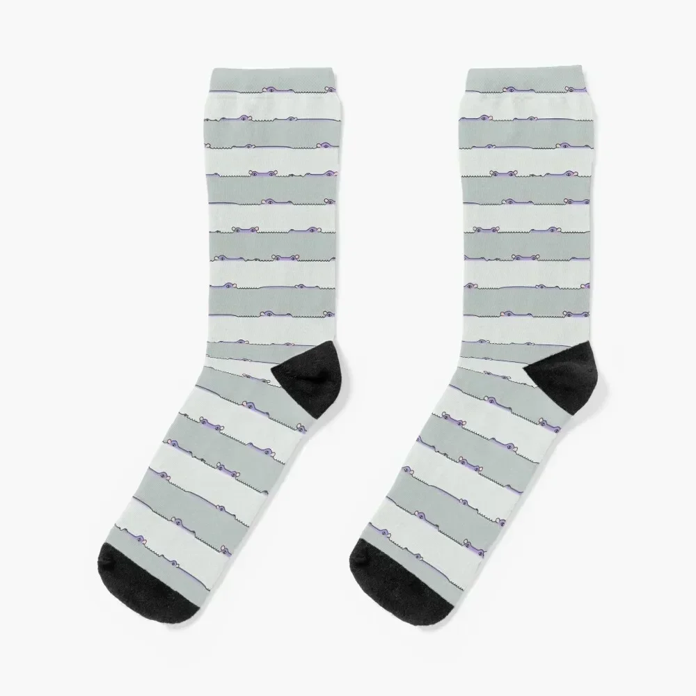 

I-Spy Hippo! grey stripes Socks cycling Wholesale Rugby Antiskid soccer Socks Woman Men's