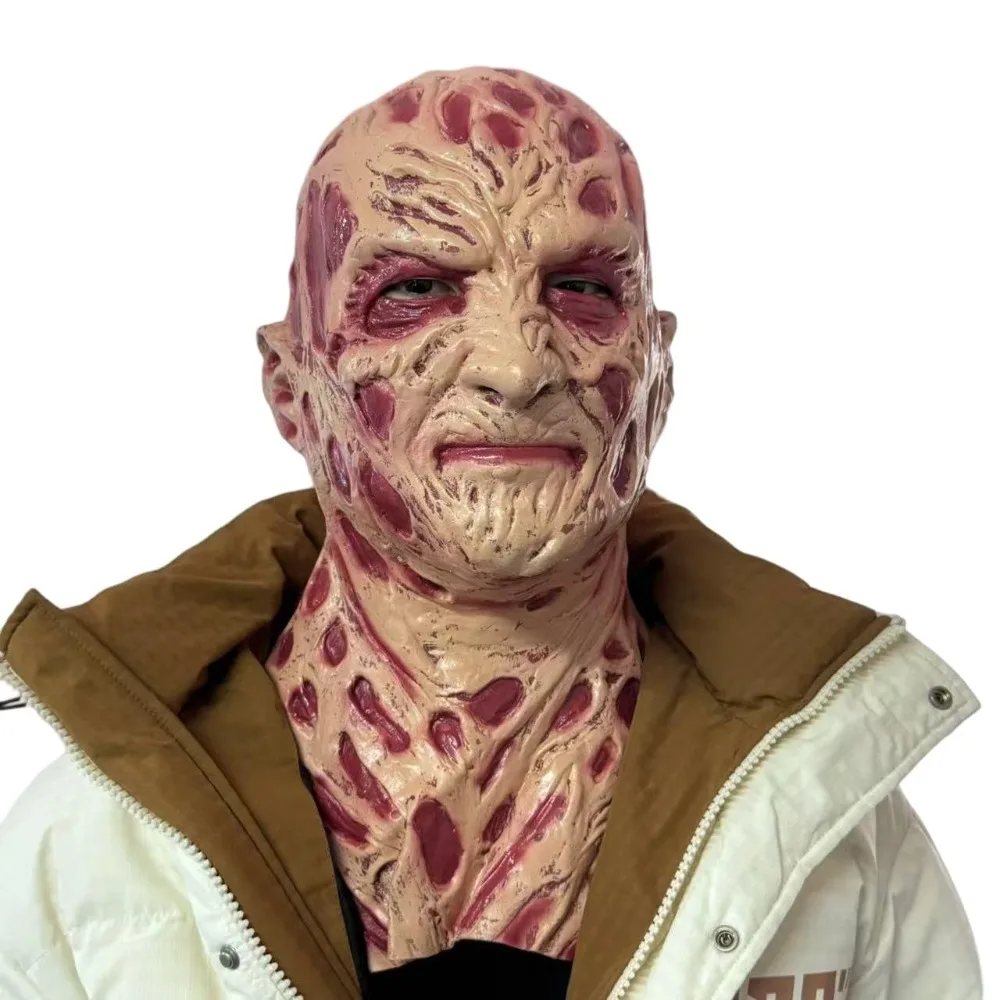 Freddy Masken Horror Latex Vollgesichtskopfbedeckung für Männer Nightmare On Elm St Freddy Krueger Kostüm Halloween Party Cosplay Requisiten