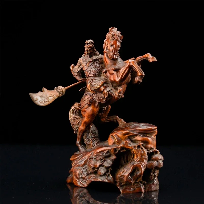 Three Kingdom Guan Yu Figurine Knight Chinese History Figures Guan Gong Wood Statue Feng Shui Home Decorations