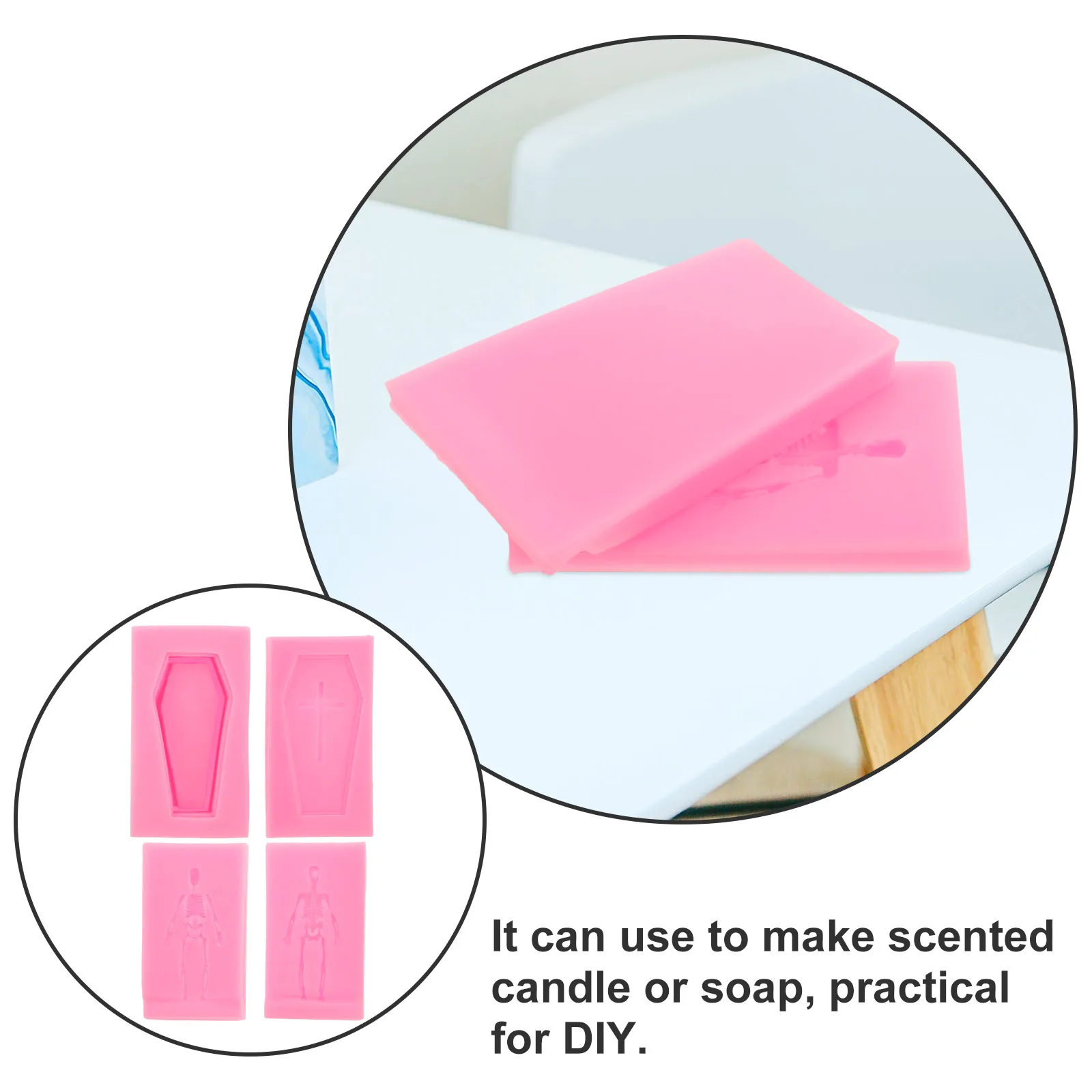 

4 Pcs Decoration Cross Mould Diy Mold Three-dimensional Coffin Shape Skull