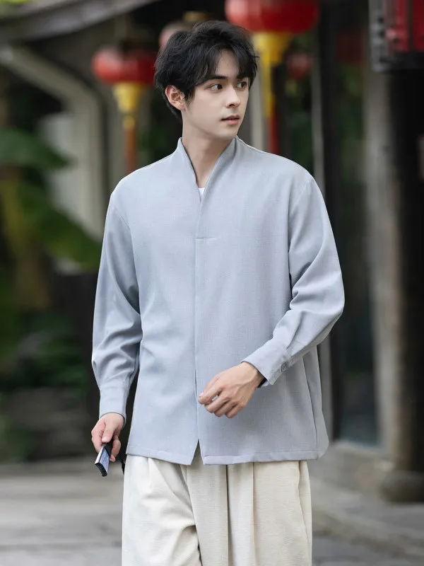 

New Chinese Sle Thiened Loose Men's irt Jaet Han Su Air Velvet Wind Zen Sle Retro Ethnic Autumn Faion Streetwear