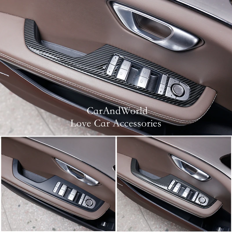 For BYD HAN EV DM 2020-2025 Stainless Steel Carbon Fiber Interior Door Handle Bowl Frame Cover Trims Car Garnish Accessories