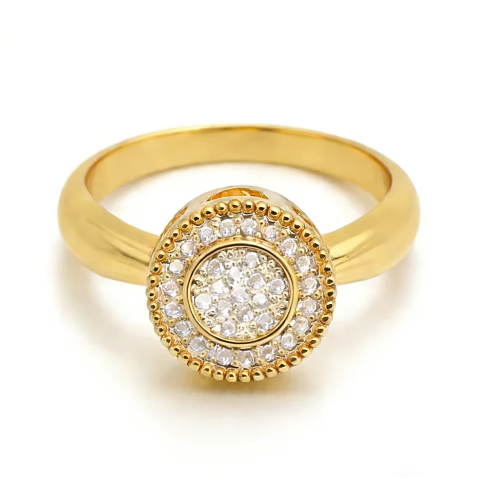 

VANAXIN Cake Shape Round Rings for Women Men Fashion Rose Gold Silver Color Cubic Zirconia Gift Fashion Jewelry