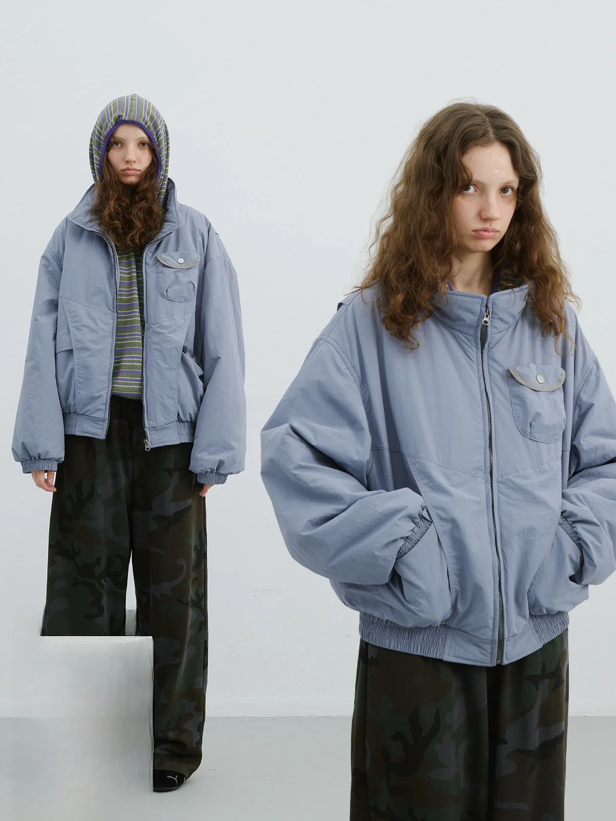 

Kokoasoko Workwear Sle Stand Collar Cotton Jaet Women's Winter Loose ort Cotton Coat Outerwear Casual Comfortable