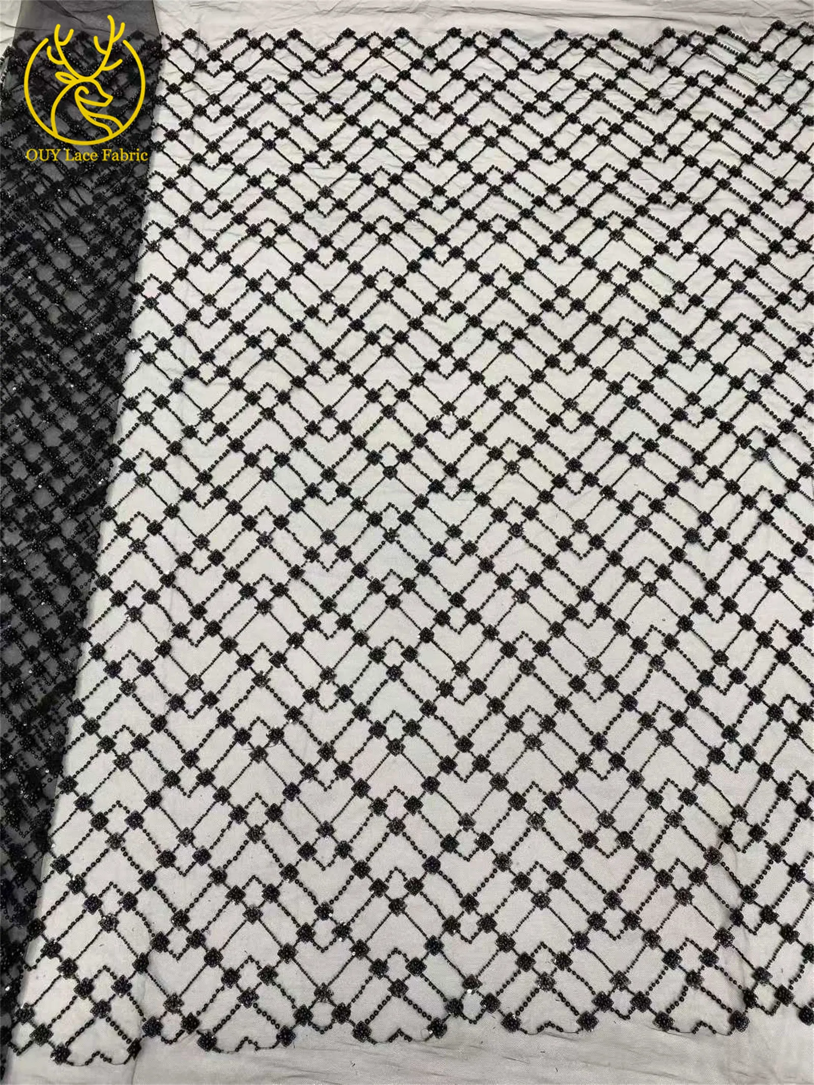 Champagner Luxus Afrikanischer Bräutigam Perlen-Spitzenstoff 2026 Hochwertige Spitze Brautkleid-Spitze Nigerianischer Pailletten-Spitzenstoff – Detail 20