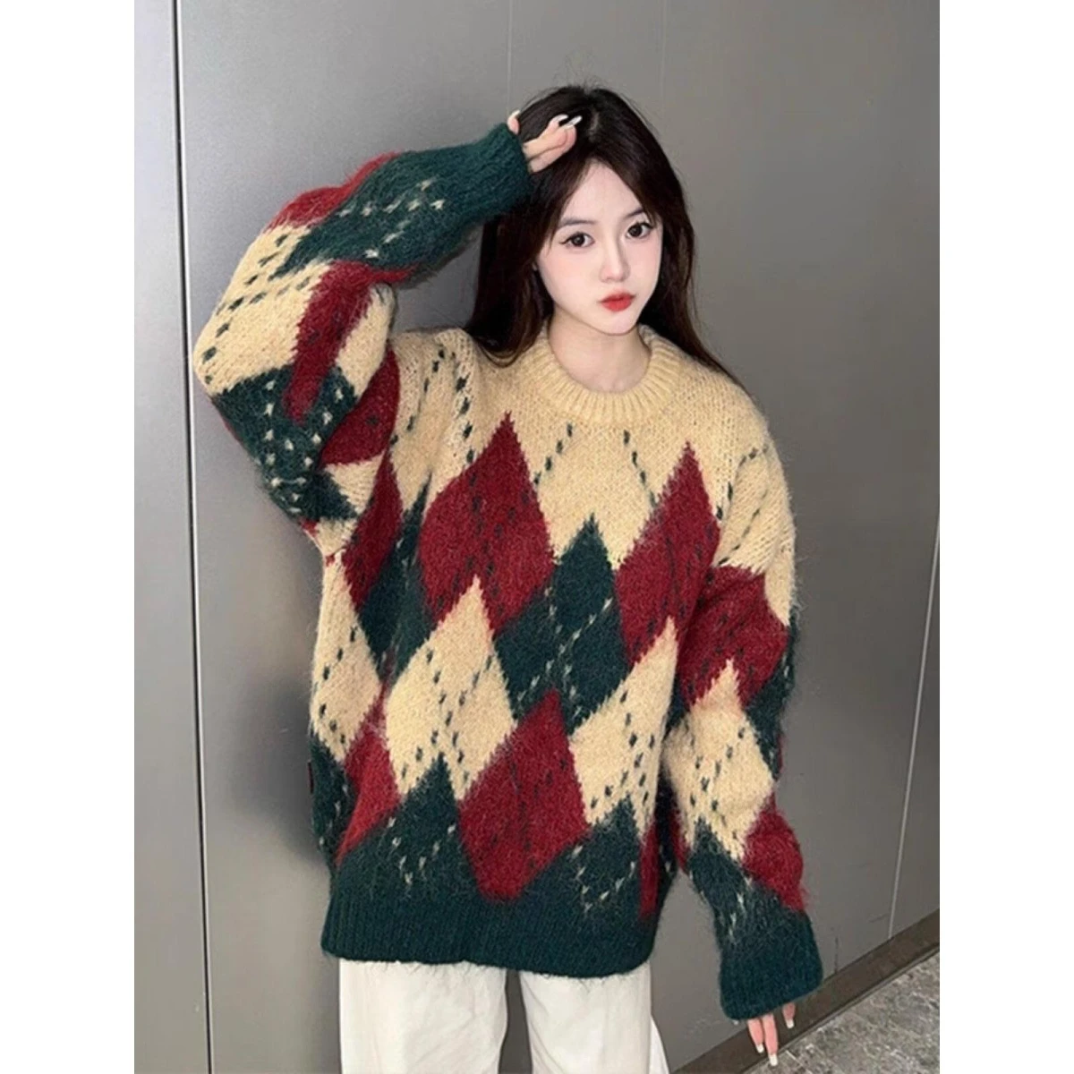 

Sli round Ne Knitted Sweater Men's Slim Fit Base irt Trendy Brand New Autumn Winter Casual Ultra Soft Polyester Fiber