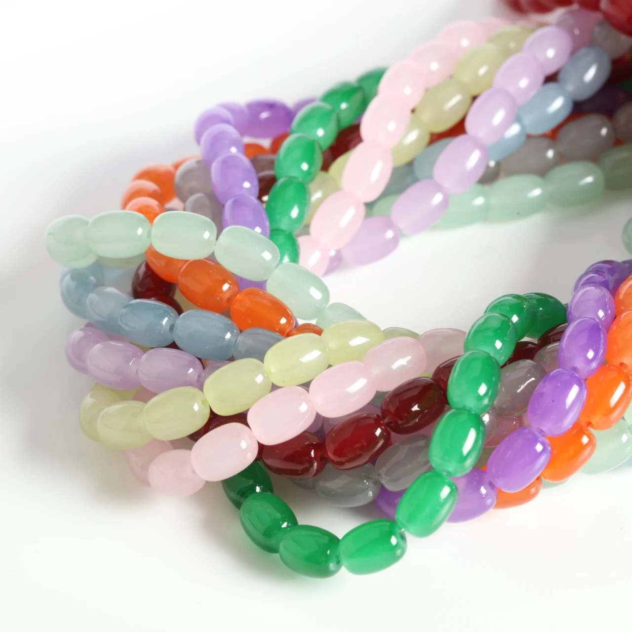 8x11mm Imitation Jade Glass Beads Colorful Alien bucket bead Spacer Loose Beads For Jewelry Making Diy Bracelet Accessories