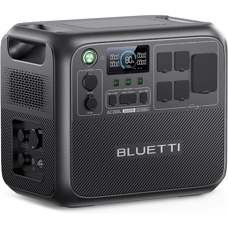 BLUETTI Portable Power Station AC200L, 2400W LiFePO4 Battery Backup, 2048Wh Expandable to 8192Wh, Solar Generator