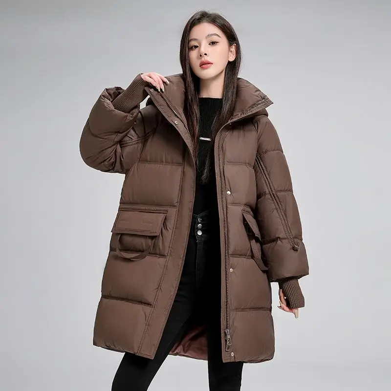 

2025 New Popular Women's Cotton Clothes Long Winter Warm Down Cotton Jacket Female Hooded Parker Outerwear Casua Padded Jacket