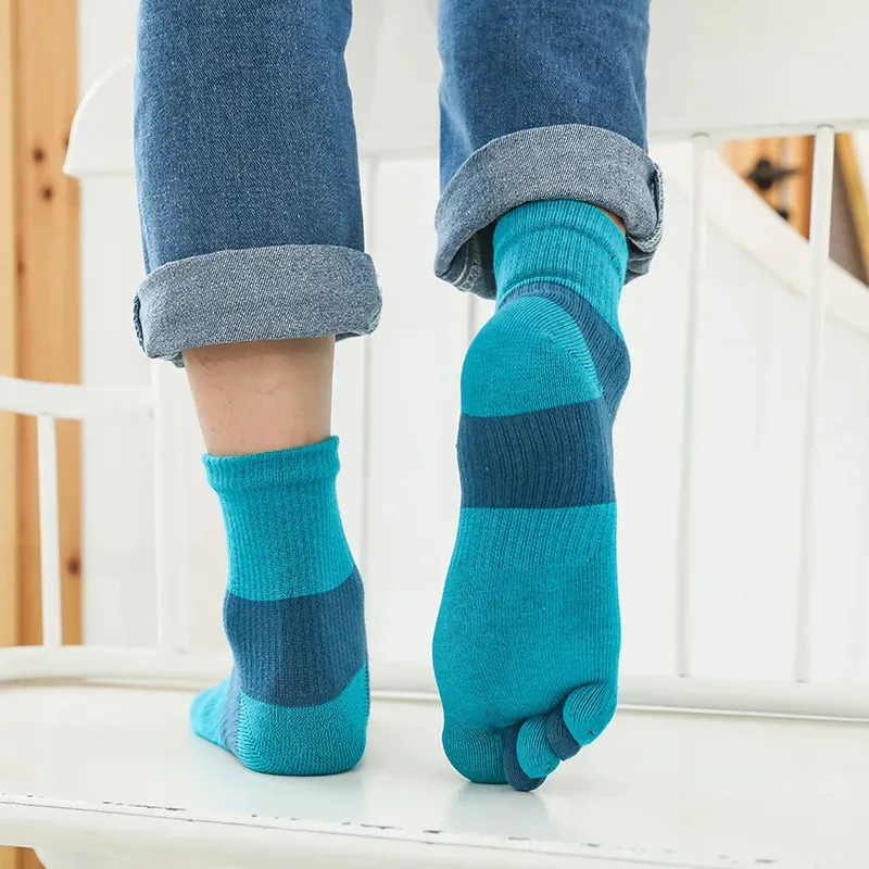 5 Pairs High Quality Men's Split Toe Sport Socks Autumn Winter Thick Sweat-absorbing Anti-friction Cotton Socks Five Fingers