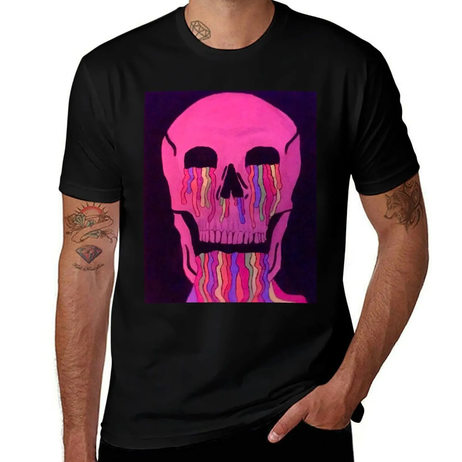 

t Pink man tshirt T-Shirt for man shirt T-Shirt Neon Melting for cotton Skull shirts t man