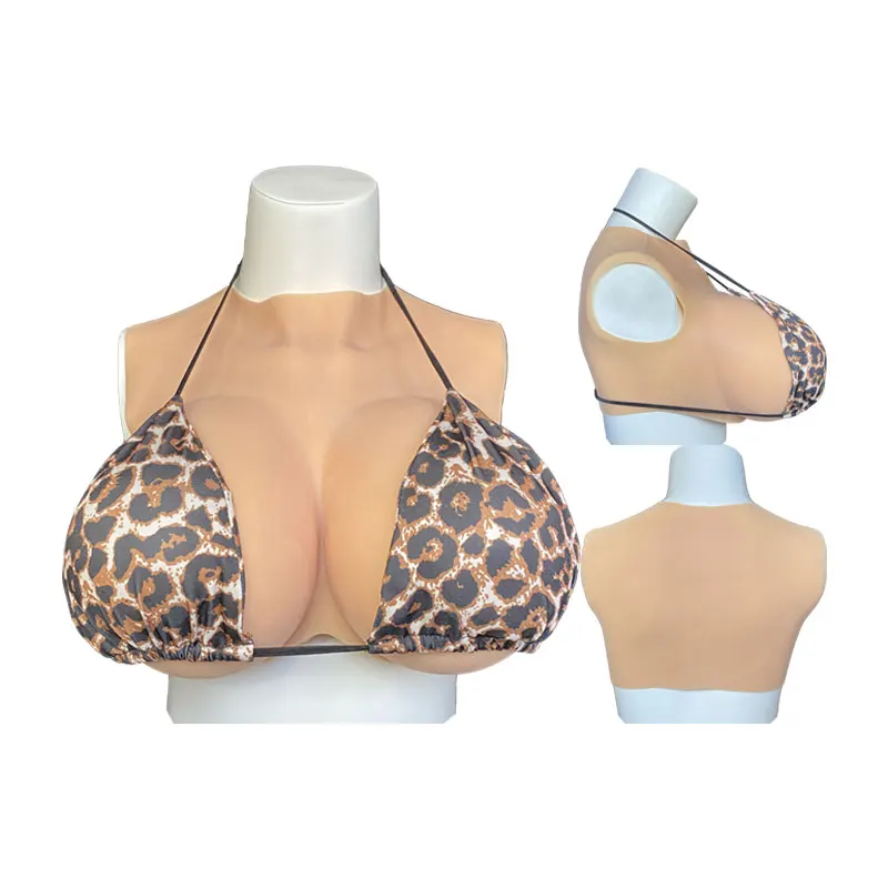 

Huge Shakeable Silicone Breast Forms for Transgender Crossdress Cosplay with Nipple Areola Fake Boobs Bodysuit