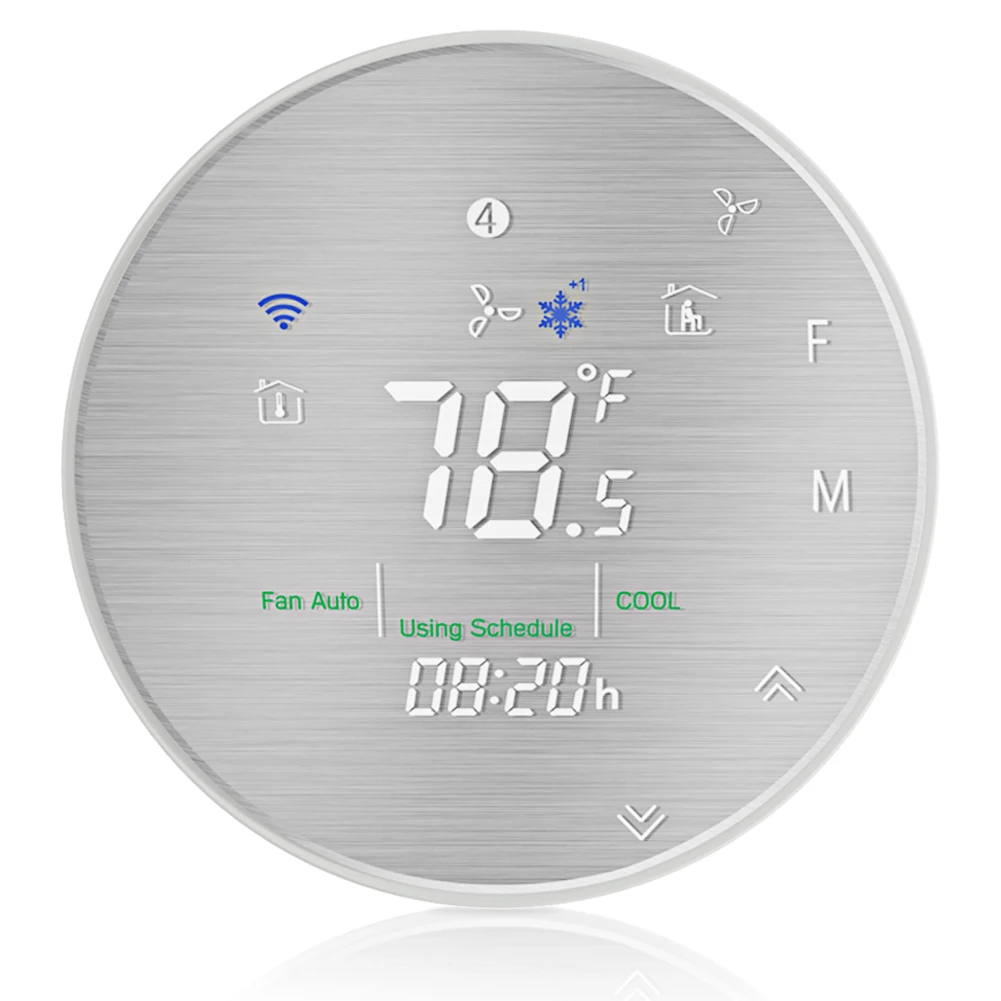 

Smart WiFi Heat Pump Thermostat Programmable Temperature Controller,Metal Brushed Panel Smart Life/Tuya APP Remote Control