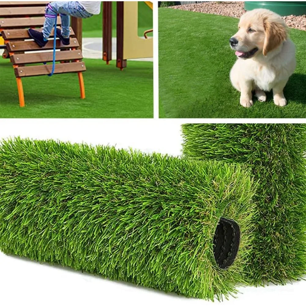 

Grass Rug Realistic Indoor/Outdoor Fake Grass 1.38" Pile Height Synthetic with Drainage Holes Faux Grass Astroturf Carpet Turf