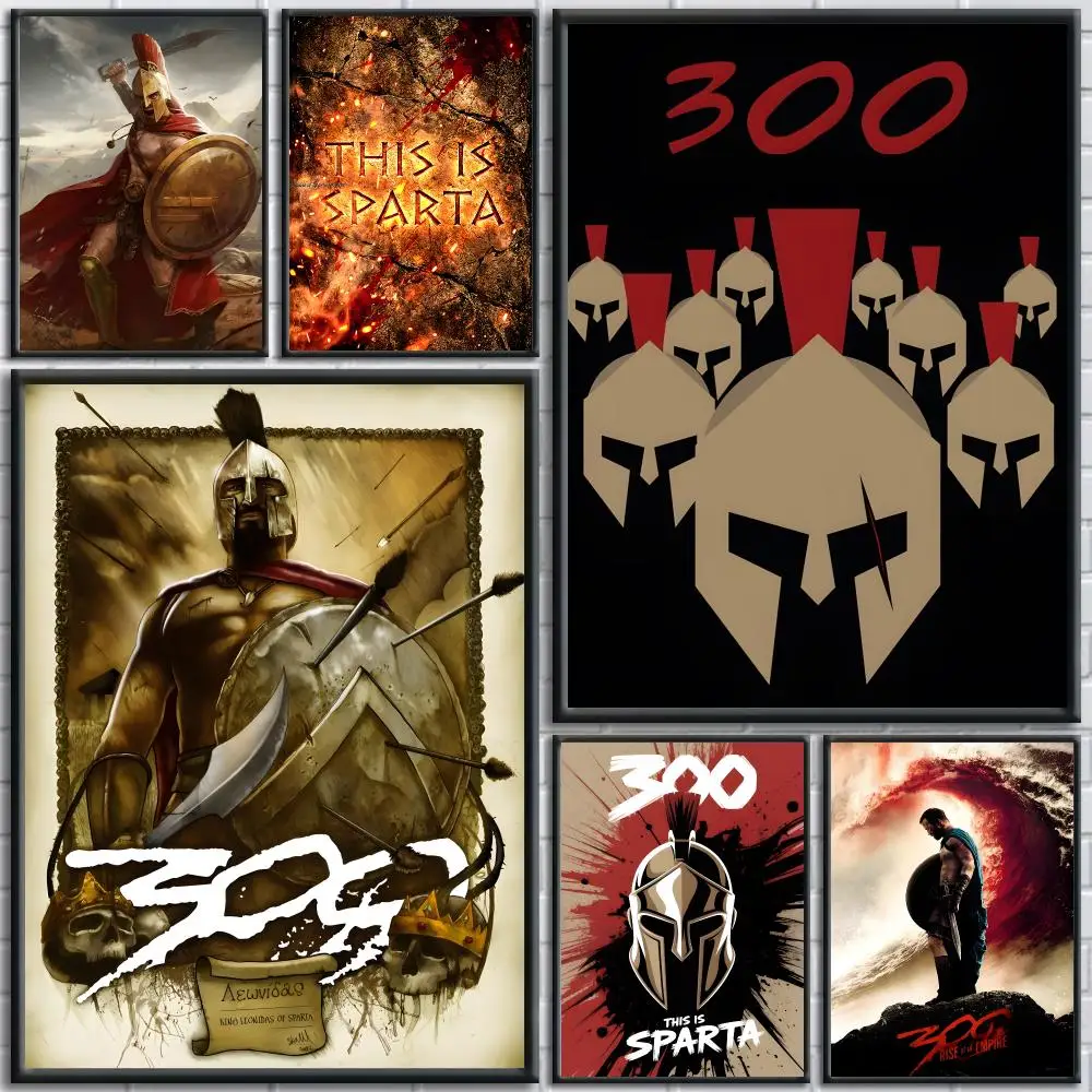 Póster artístico de pared de guerrero de Sparta, impresiones de pintura, imagen artística para pared, decoración para sala de cine, hogar, Bar, cafetería, Mural para el hogar, 300