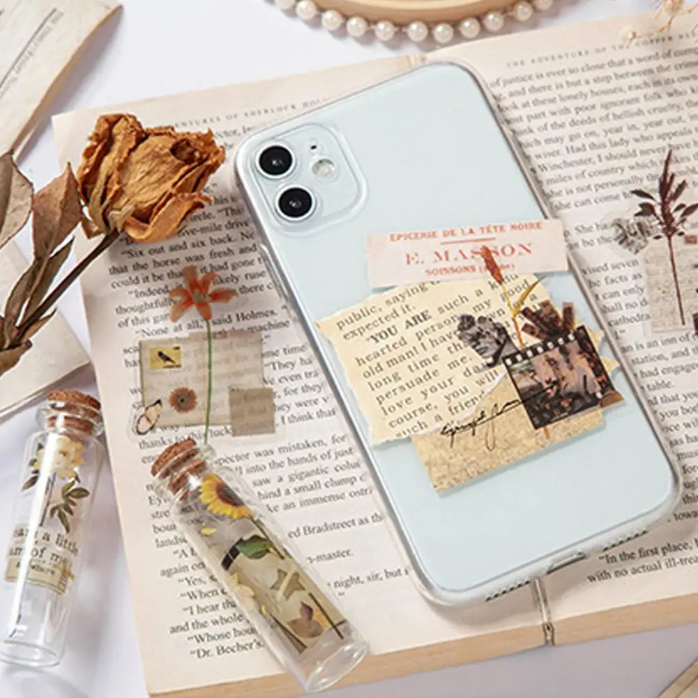 สติกเกอร์พิมพ์ลายดอกไม้มีความแม่นยำสูงชุดสติ๊กเกอร์รูปลอกธีมวินเทจที่การตกแต่ง DIY สำหรับอัลบัมภาพ