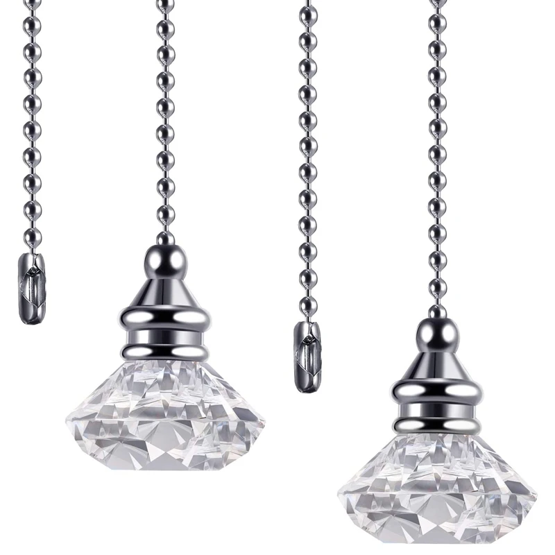 

2 Pcs Crystal Pull Chains Ceiling Fan Chain Extension Fan Pull Chain Pendant 50Cm Ceiling Fan Chain Extender Ornament