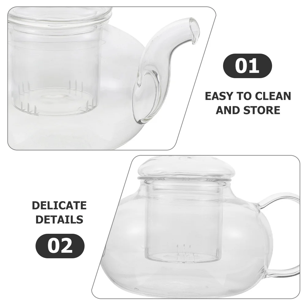 

Thicken Glass Tea Kettle Small Transparent Teapot Office Brewing Tea Pot Loose Leaf Infuser Filter Teapot with Strainer