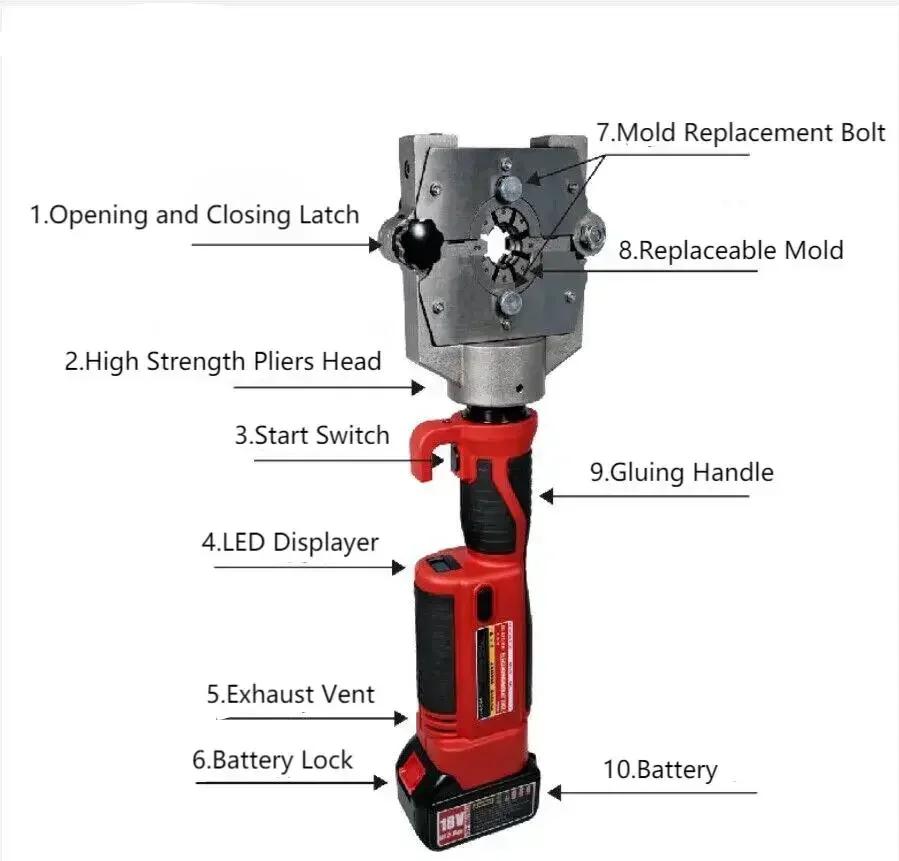 2026/2026/ACTECmax Lithium Electric Hydraulic Crimping Tools AC.135.1240 Auto AC Tool Manual Hydraulic Hose Crimping Tool
