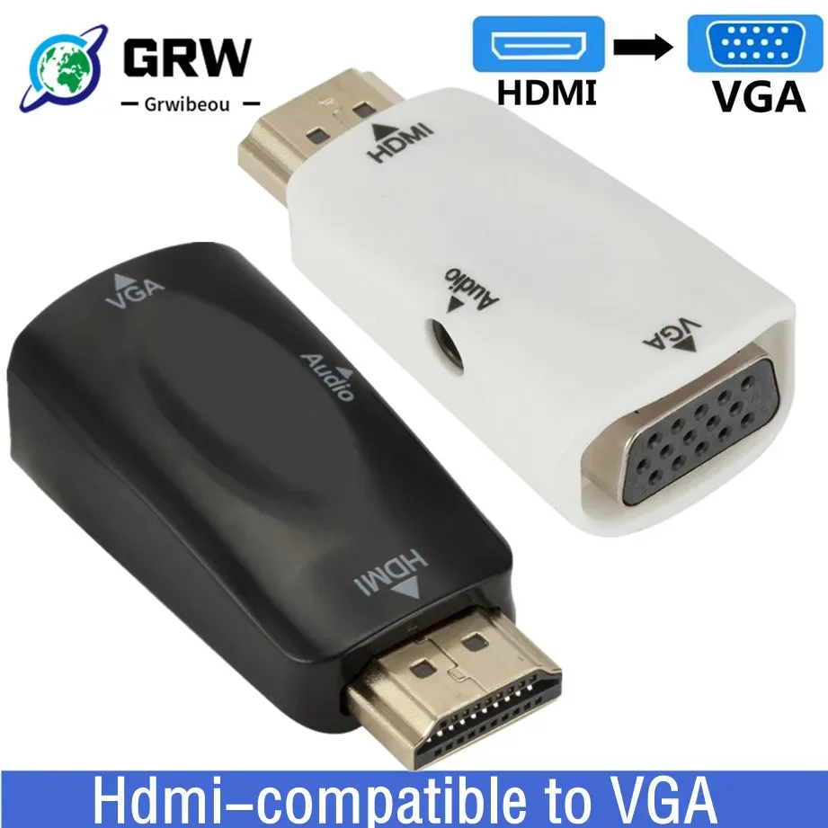 HDMI-compatible to VGA Adapter HD 1080P Male to Female Audio Cable Converter For PC Laptop TV Box Computer Display Projector