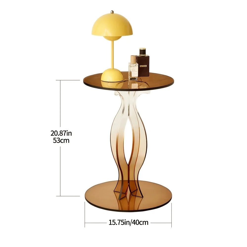 

Acrylic Colored High-end Side Table, Circular Coffee Table, Modern Minimalist Coffee Table, Creative And Fashionable Beverage Table, Free Installation, Suitable for Small Living Rooms, Bedrooms, And Bathrooms, Available In Brown And Blue Colors.