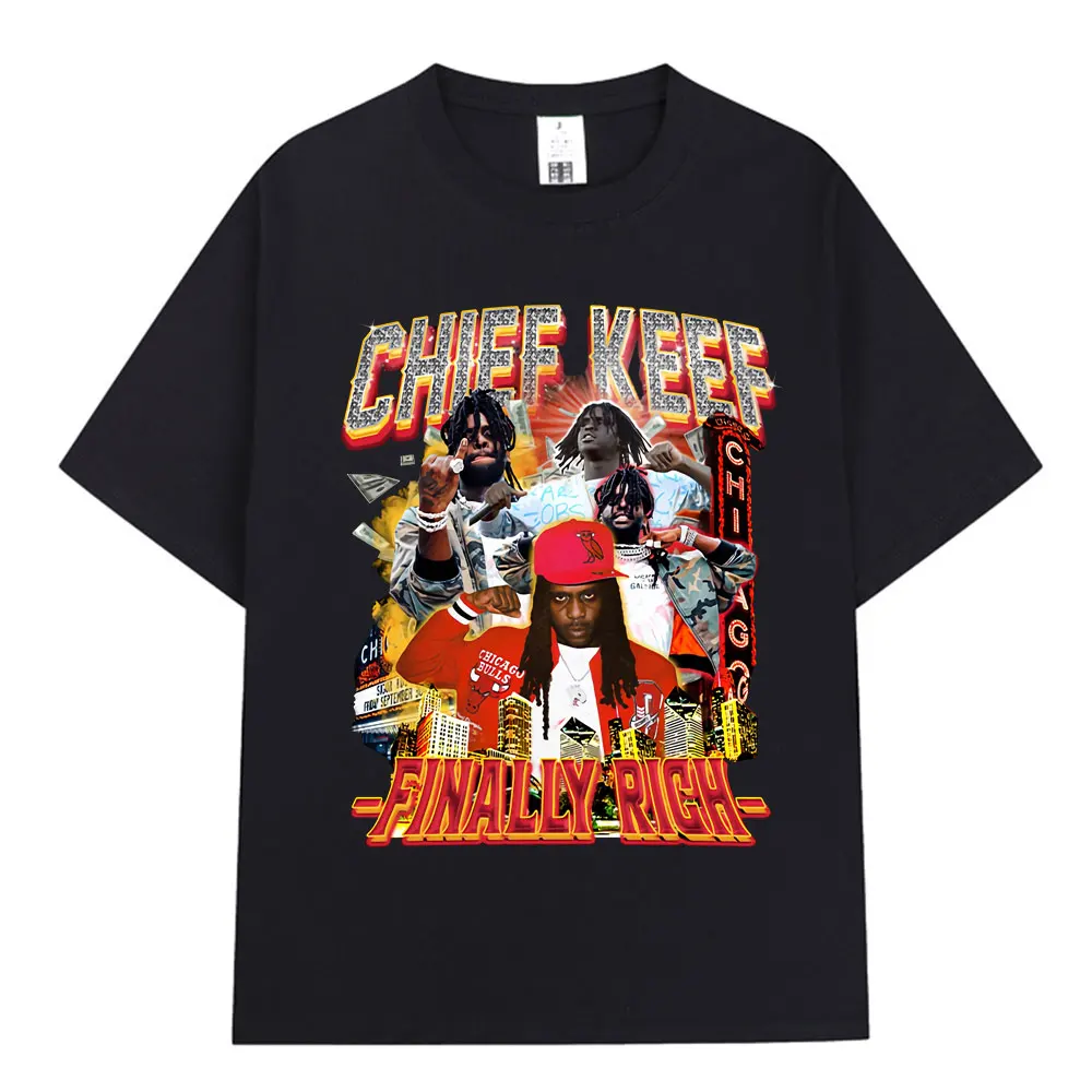 Rapper Chief Keef Finally Rich Graphic T Shirt Men Women Fashion Hip Hop Short Sleeve T-shirt 100% Cotton Oversized T-shirts Top