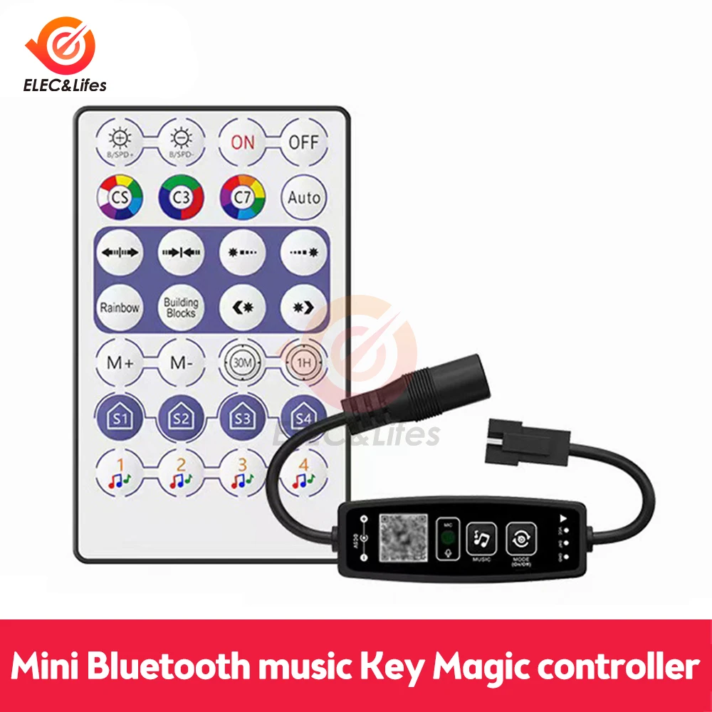 WS2812B Controller Bluetooth Music for Pixel LED Strip Light SK6812 WS2811 WS2812 LED Light Strip USB 5V APP Remote Controller