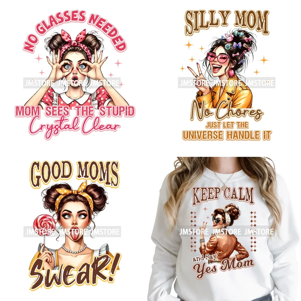 Funny Mom Life Sassy Quotes Motherhood Humor Club Iron on Washable DTF Heat Transfers Stickers Ready to Press for Clothing Bags