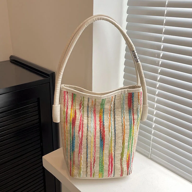 

Модная женская сумка-ведро в корейском стиле с цветовыми блоками, весна 2026, новинка, на одно плечо, через плечо