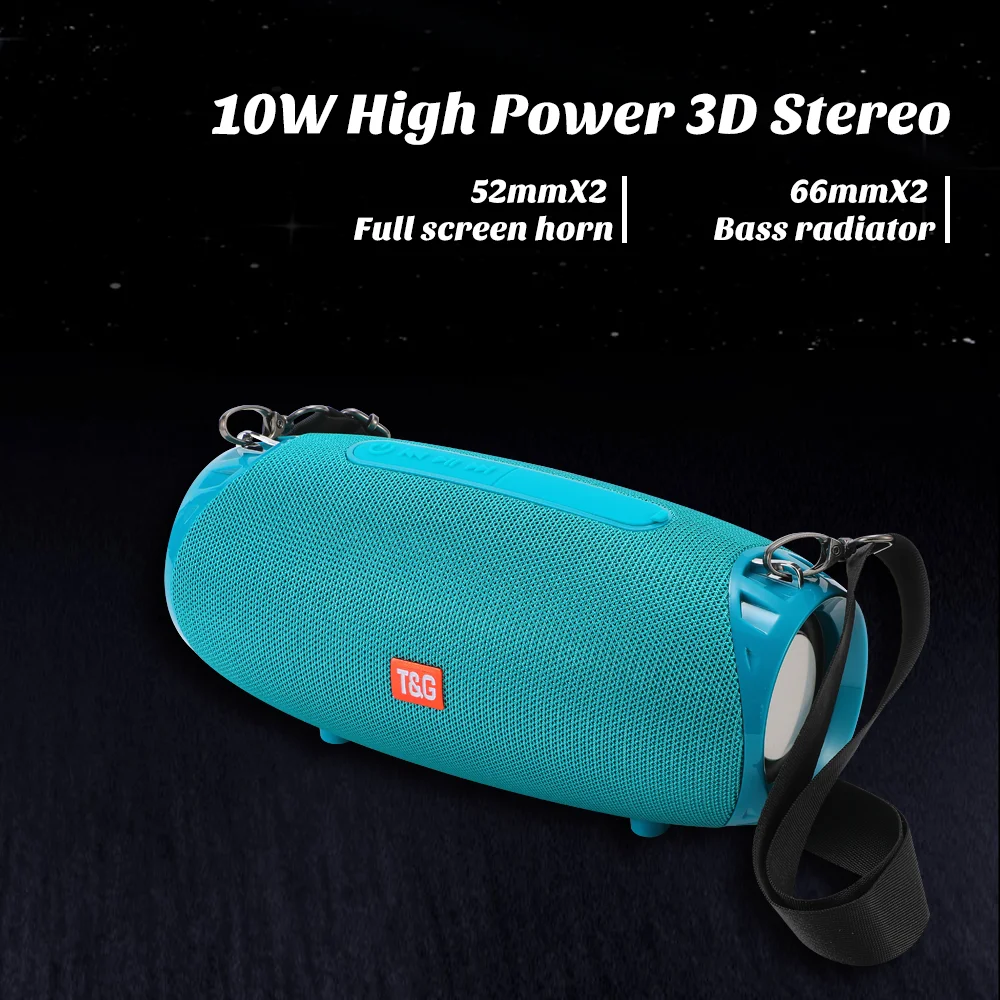 TG534 altoparlante Bluetooth Stereo senza fili portatile da esterno 10W 1200mAh scheda impermeabile Subwoofer Radio FM altoparlante Audio musicale