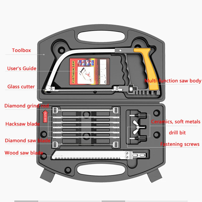 Handwork Saw Suit DIY Multifunction Hand Tools Hacksaw Wire Saw Mini Home 12 in1 For Wood /Aluminum/Water Pipe/Plastic/Garden