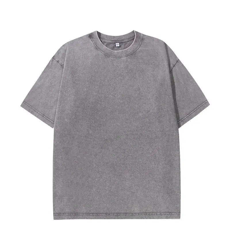 230G Cotton American Large Size T Shirts Men Summer Hip Hop Retro Vintage Clothes Washed Tees Casual Short Sleeve Basic Male Top view 5