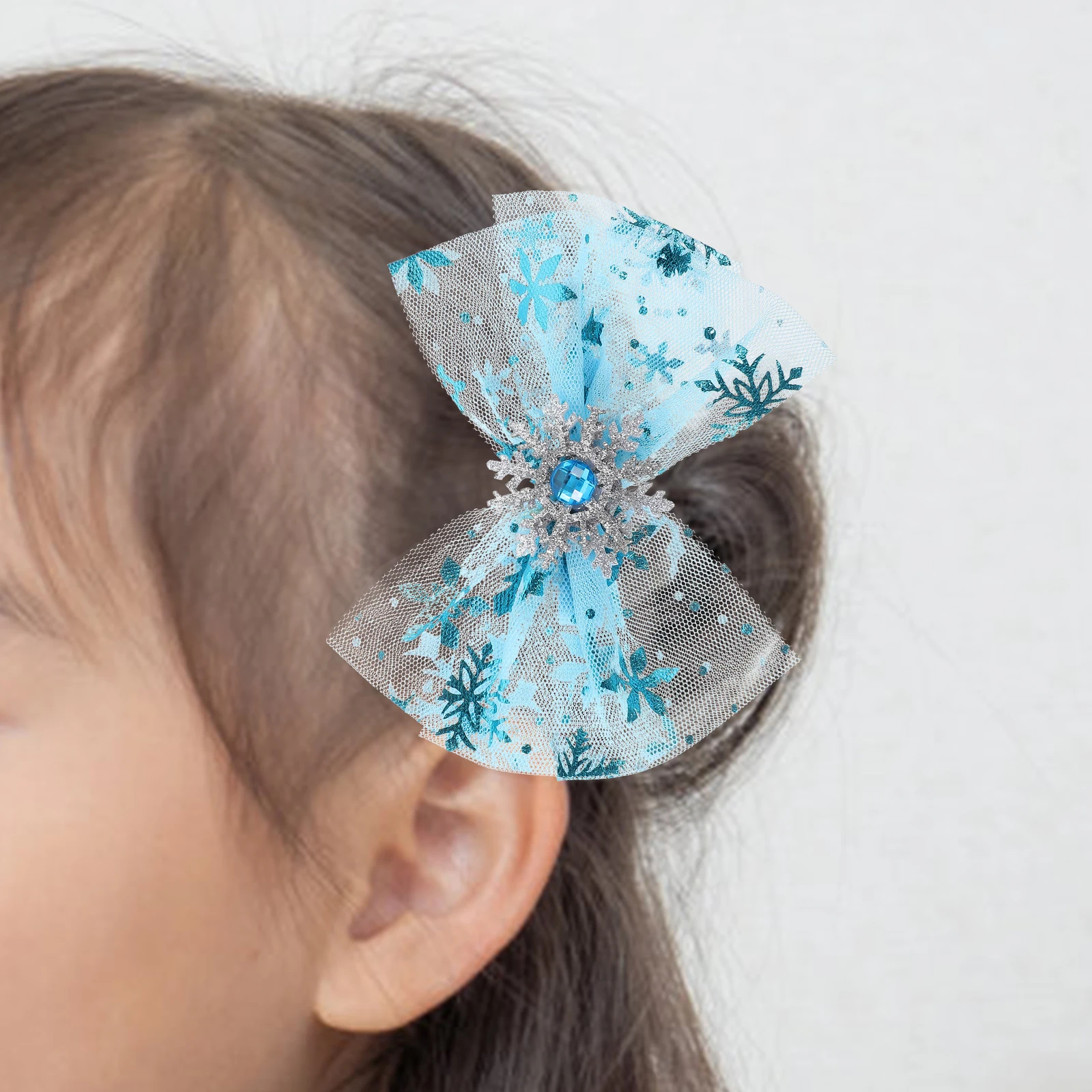 

4Pcs Hair Clip Snowflake Hairpin Bowknot Headpiece Elegant Hair Accessories Comfortable Wear Holiday Party Gift