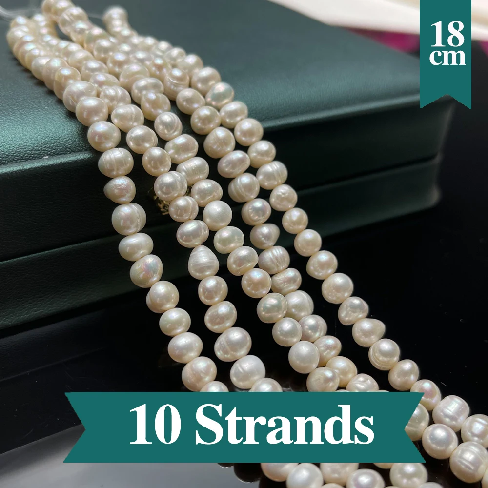 

10 strands Punch Natural Freshwater Pearl Beads Round Pearl Loose Spacer Beaded for Making DIY Jewerly Necklace Bracelet 4-10mm