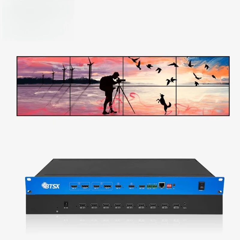

Professional 9-Port Video Wall Controller 1X2 2X2 1X3 3X3 Seamless Switching HDMI 4K Audio Video & Lighting
