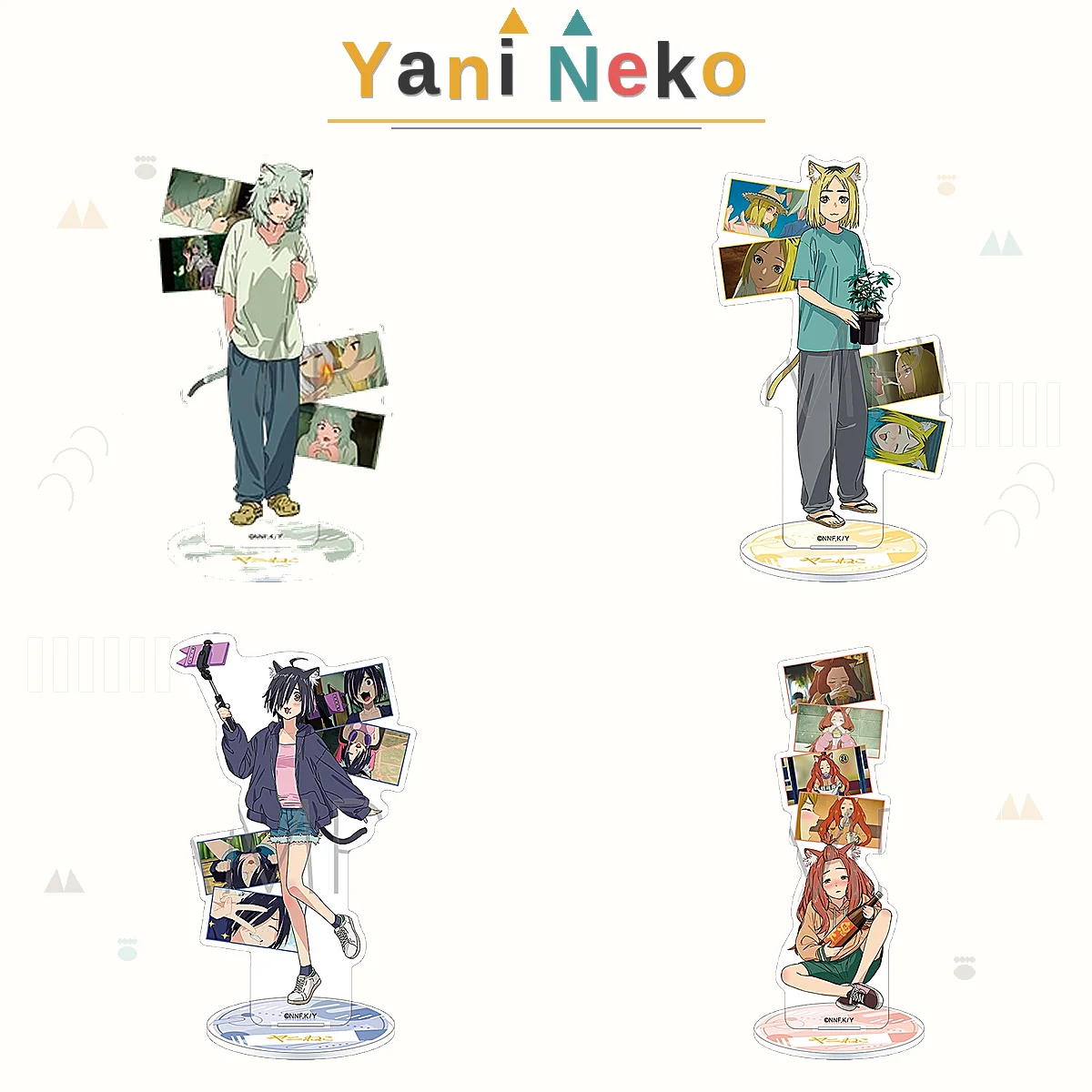 Anime Chainsmoker Cat 15Cm Acrylic Figure Stand Set, Smoking Cat Character, Christmas Gift, Anime Merch Display Keychain