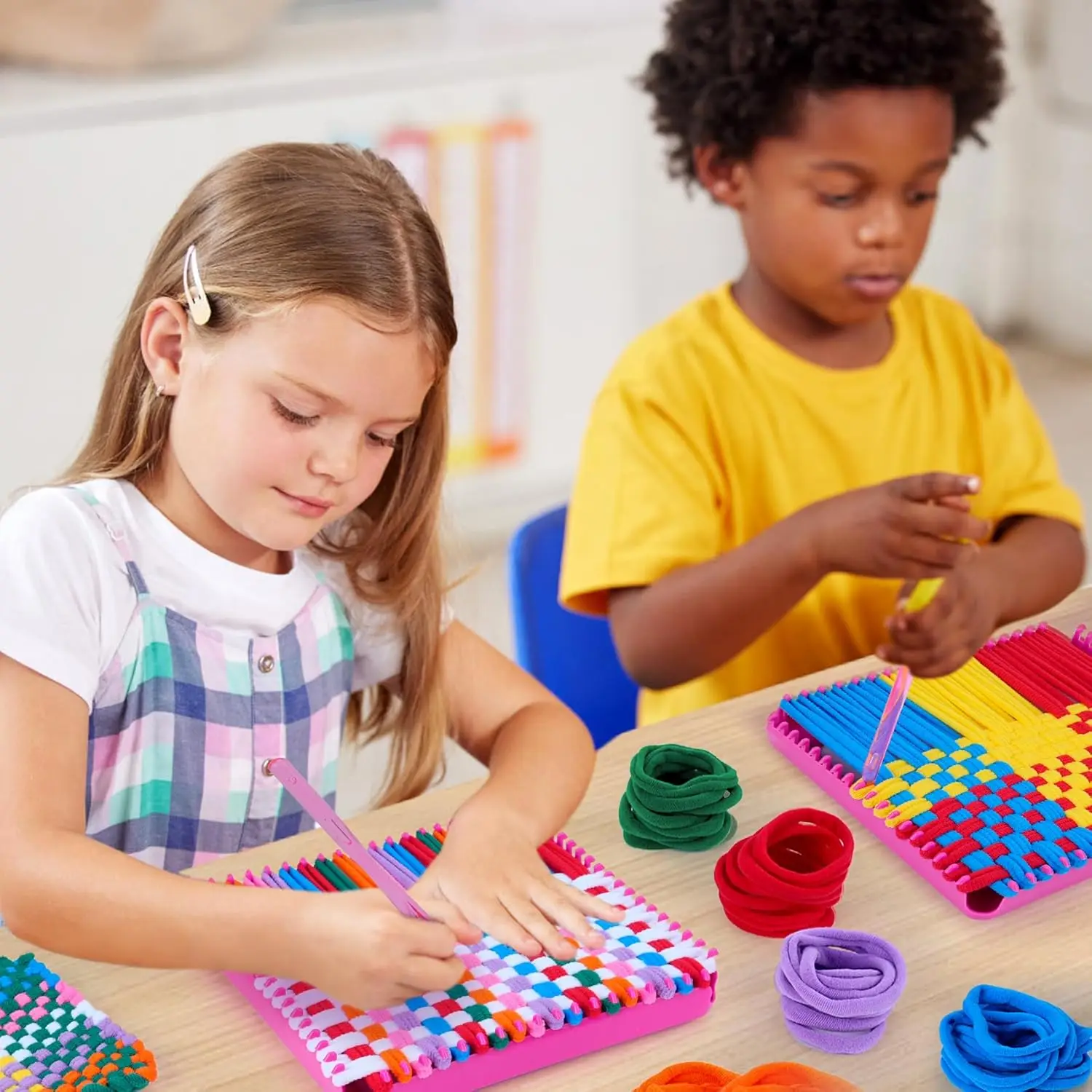 Webstuhl-Set, Spielzeug, DIY-Kunsthandwerk für Kinder und Erwachsene, ideale Geschenke für Mädchen im Alter von 5, 6, 7, 8–12 Jahren, einfacher Topflappen-Webstuhl Kn – Detail 1