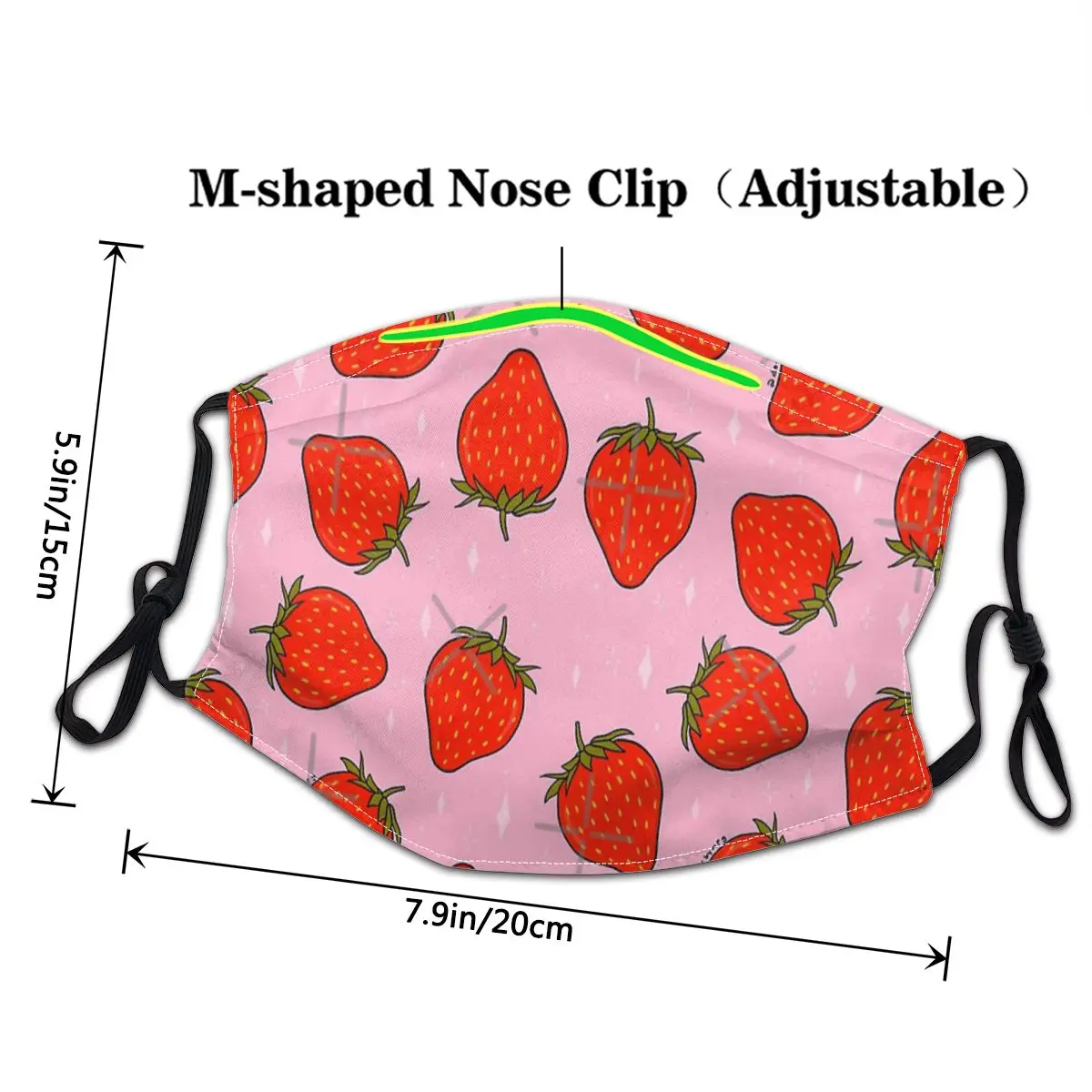 Strawberry Print Fashion Trend Masks Washable Covers