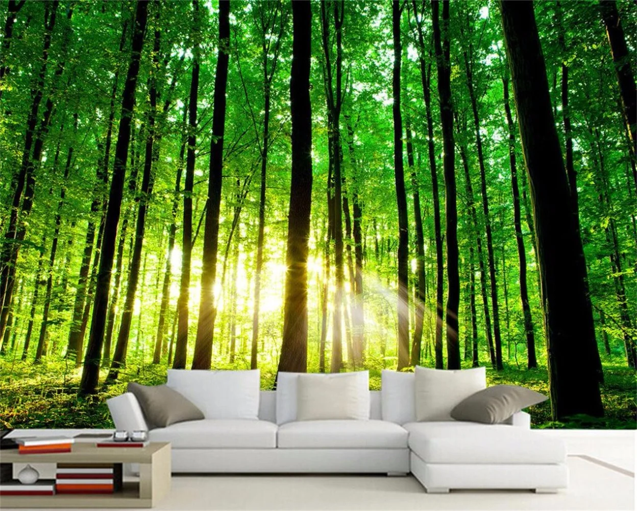 

beibehang papel de parede,Sunshine Forest Trees TV Background Wallpaper Wall Mural Living Room Sofa Bedroom Custom Size