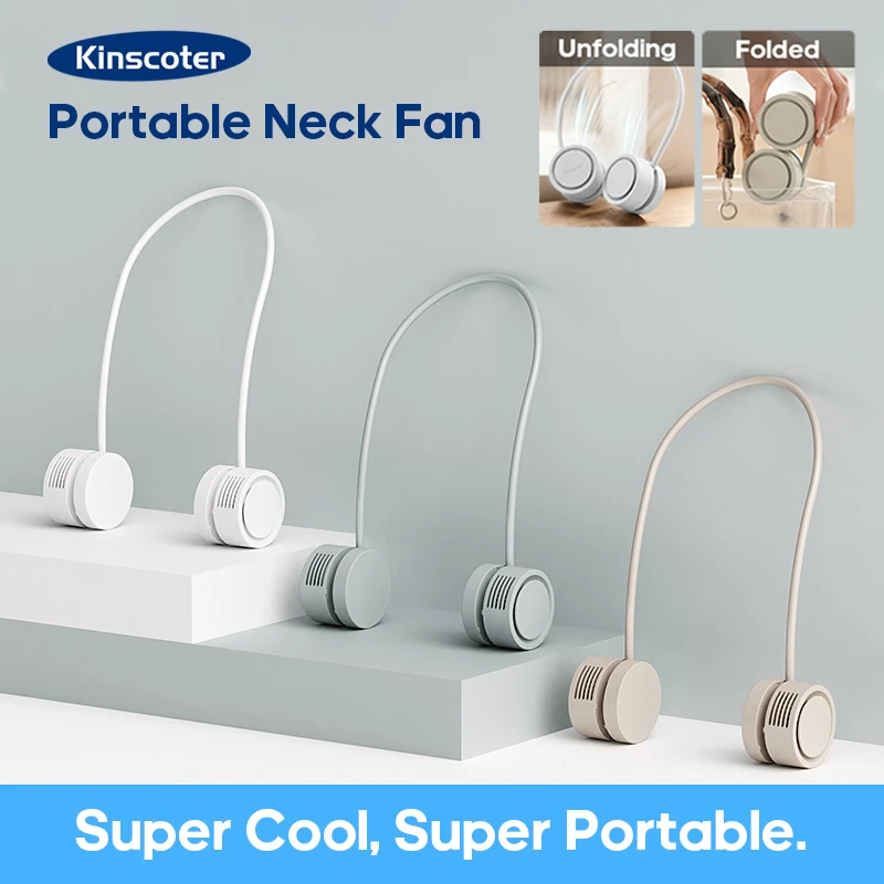 New Hanging Neck Fan Portable Cooling Fan USB Leafless 360 Degree Neckband Fan 1600Mah Rechargeable