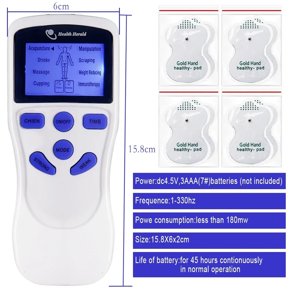Электрический EMS стимулятор мышц, иглоукалывание, электростимуляция TENS, массажер с низким нервом, цифровой массажер, электростимулятор