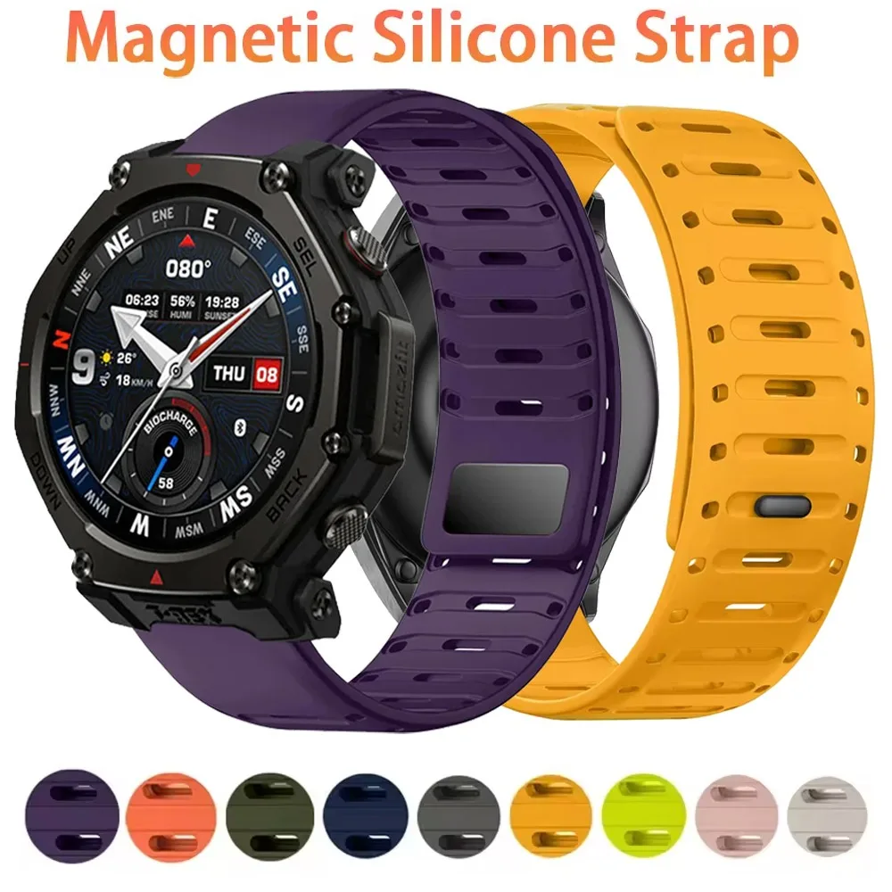 22mm Silikon-Sportarmband für Amazfit T-Rex3 Pro 48mm Helio Magnetisches Komfortables Band für Amazfit Balance 2 1/Bip 6 5 Armband