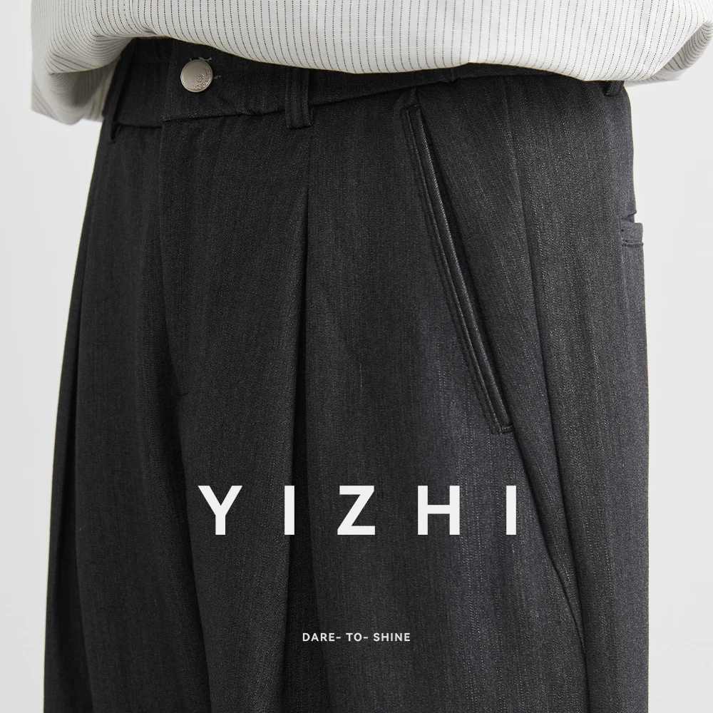 2025 خريف جديد موضة الرجال البدلة سراويل تقليدية الشباب الحضري مرونة الخصر تصميم فضفاض مستقيم الطابق التطهير السراويل الرجال السراويل #6