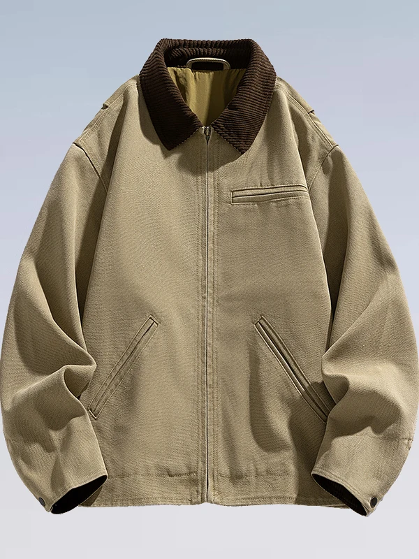 

Мужская хлопковая рабочая куртка свободного кроя из вельвета с джинсовыми вставками, демисезонная, новая, классическая, с множеством карманов