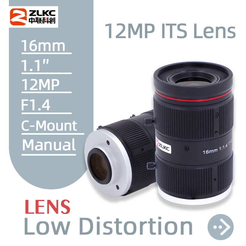 

ZLKC 12MP High Resolution 16mm Fixed Focal Length C Mount IR Correction Intelligent Traffic Surveillance 1.1 Inch Camera Lens