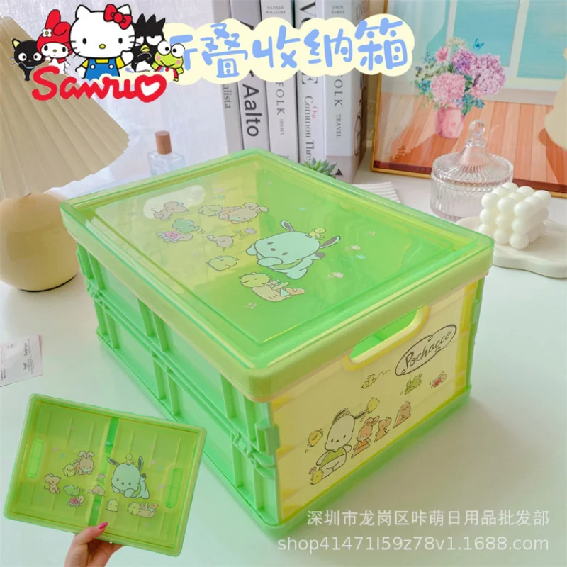 

Sanrio Melody Kuromi Hello Kitty Cinnamoroll Pochacco Portable Plastic Foldable Storage Case Table with Lid Dust and Debris Box