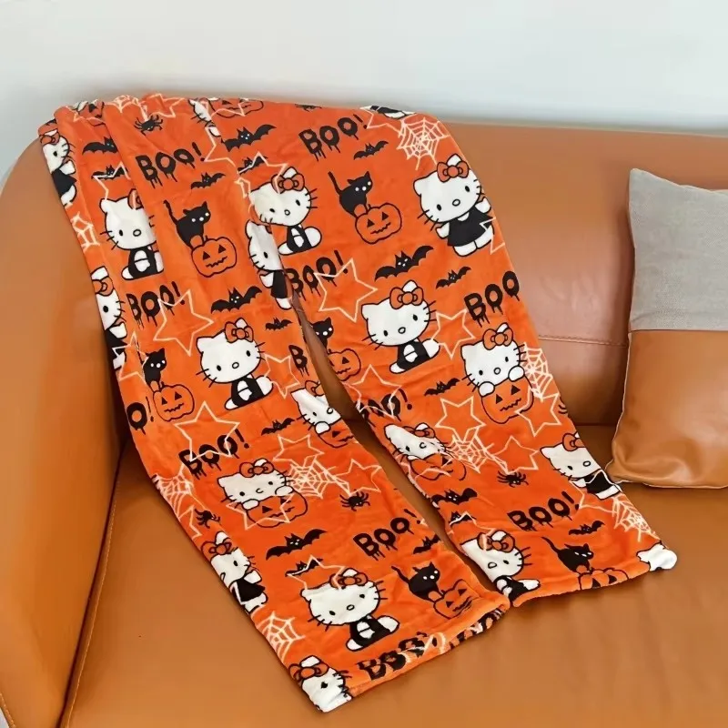 Pijamas holgados de terciopelo de algodón de Hello Kitty Spider-man, pantalones largos, pantalones de Halloween para dormir con dibujos animados